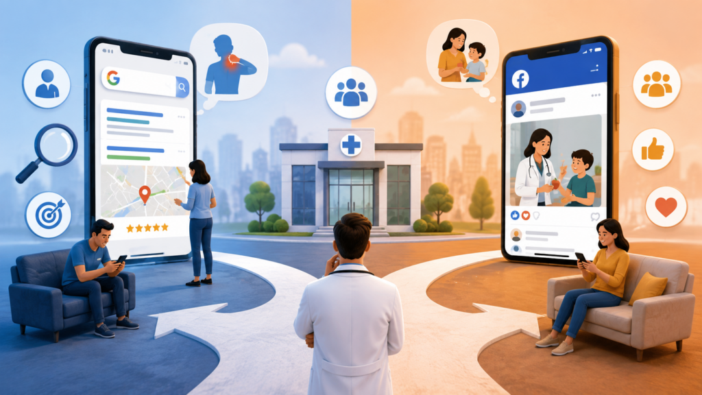 Facebook Ads vs Google Ads for Doctors – Which Is More Effective? 5 Facebook Ads vs Google Ads for Doctors – Which Is More Effective?